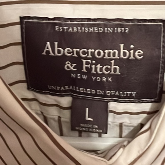 Abercrombie and Finch long sleeve brown and white shirt. Size L - Picture 3 of 5